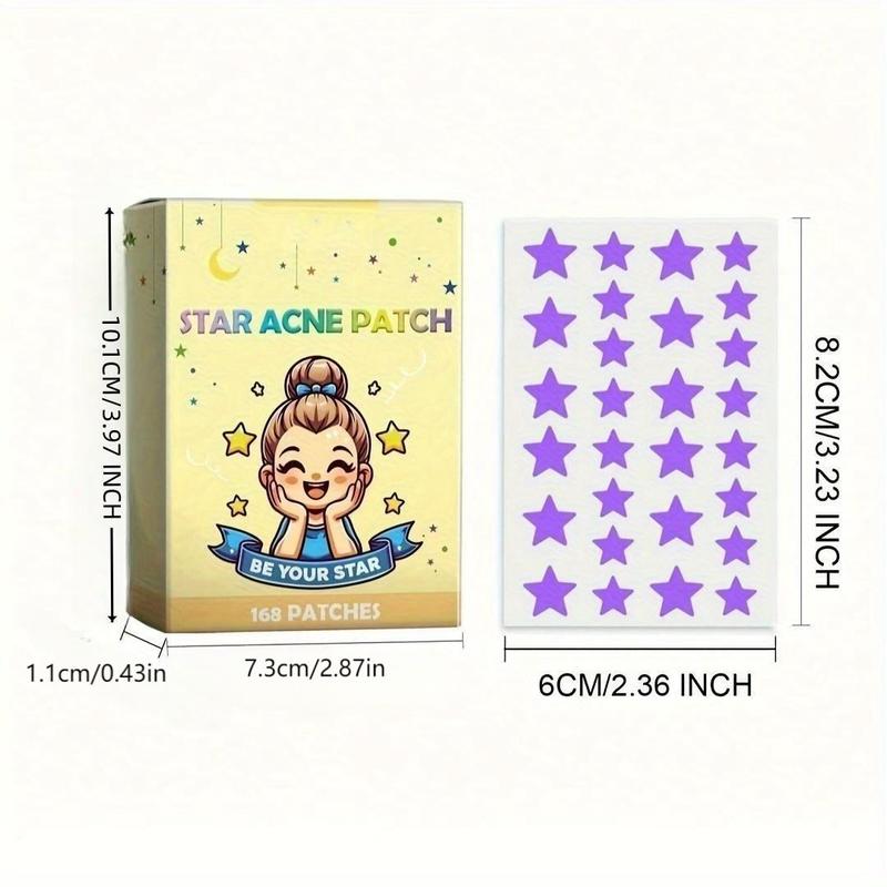 Colorful Star Shaped Acne Patch, 168pcs box Hydrocolloid Pimple Cover Patch, Invisible Acne Patches, Skin Care Products for Women & Men, Christmas Gift