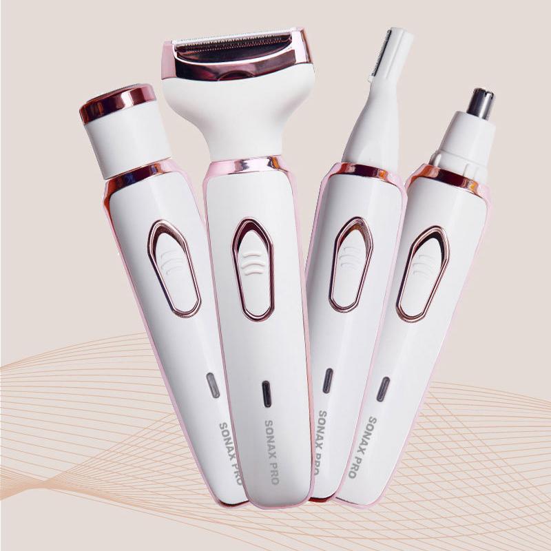 4 in 1 Electric Hair Removal Tool, USB Rechargeable Grooming Kit for Body, Face, Nose, Arms, Legs, Bikini Area, Body Razor for Women