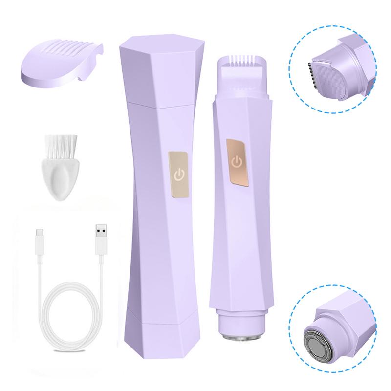 GreatWall Bikini Trimmer for Women, Electric Shaver and Razor Rechargeable 2-in-1 Body and Facial Hair Removal Double Head for Painless Trimming of Pubic Face Underarm Legs, IPX7 Waterproof, pink