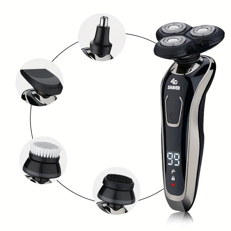 USB Rechargeable Electric Shaver for Men, Waterproof Rotary Razor, Cordless Wet and Dry Shaver, Beard Trimmer for Men