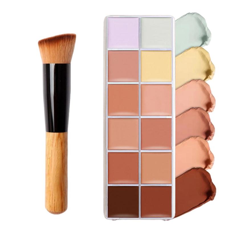 12 Color Correcting Concealer Palette with Brush, Waterproof Concealer Cream, Contouring Makeup Palette