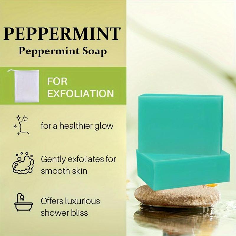 Peppermint Soap Bar, 2 Counts set Moisturizing Soap Bar for Face & Body, Deep Cleansing Soap Bar for Women & Men, Skin Pore Cleanser