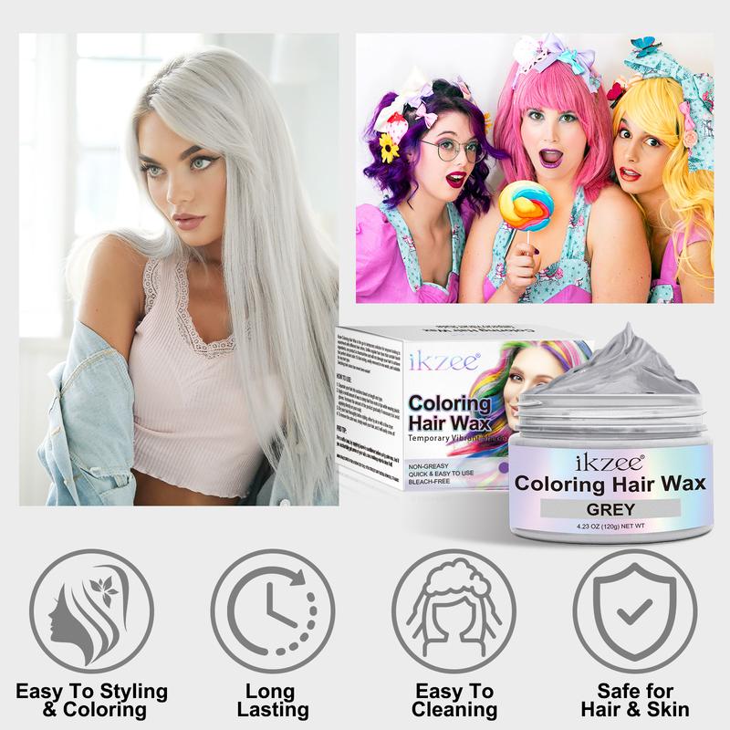 IKZEE  Hair Dye Temporary Coloring Hair Wax, Fashion Colorful Hair Color Wax, Easy To Color & Wash, Long Lasting, Natural Ingredients Safe for Party Daily Cosplay 120g