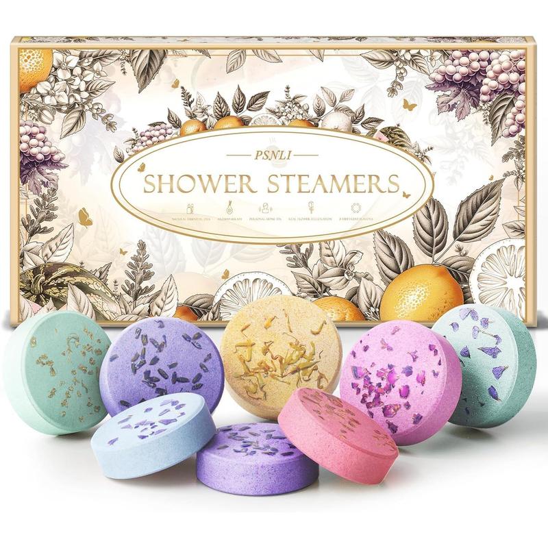 Shower Steamers Aromatherapy Stocking Stuffers 8 Scents, Christmas Gifts for Women Elegant Packaging Birthdays Gifts for Mom, Lavender Natural Essential Oil Home Spa Self Care & Relaxing