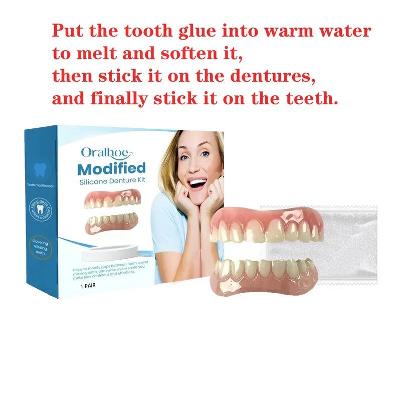 Heallor Dentures Full Set Natural Perfect Fit Teeth Snap On Silicone Denture Instant Smile Veneers Teeth Dentadura Bea