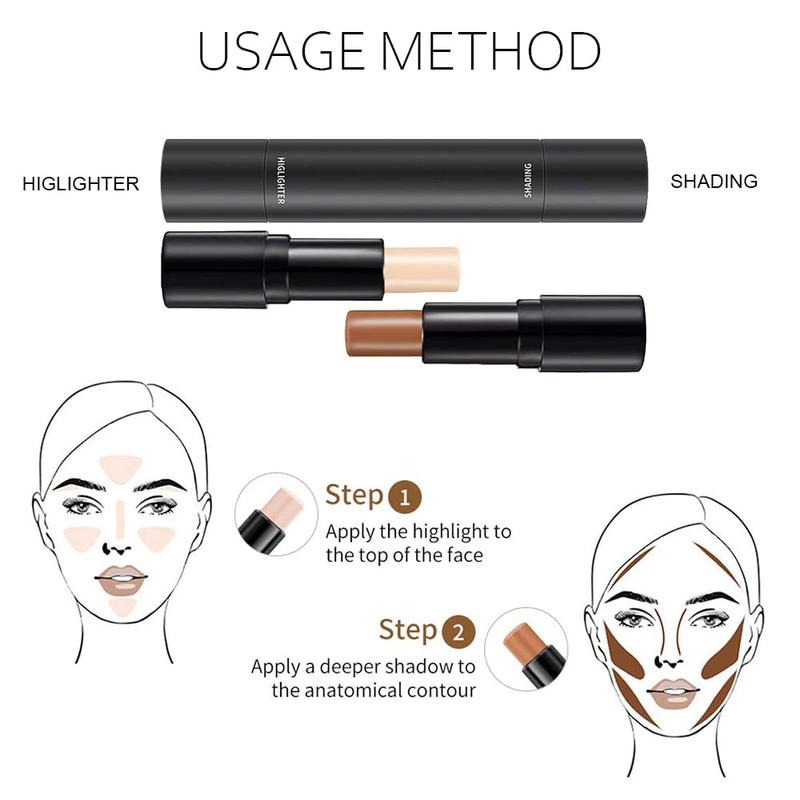 4 Colors Cream Contour Sticks Makeup Kit, Primer Face Highlighter Contouring for Beginners, Highlight and Contour Kit, Cream Concealer Makeup Blur Stick, Primer Face Corrector 1#,3#