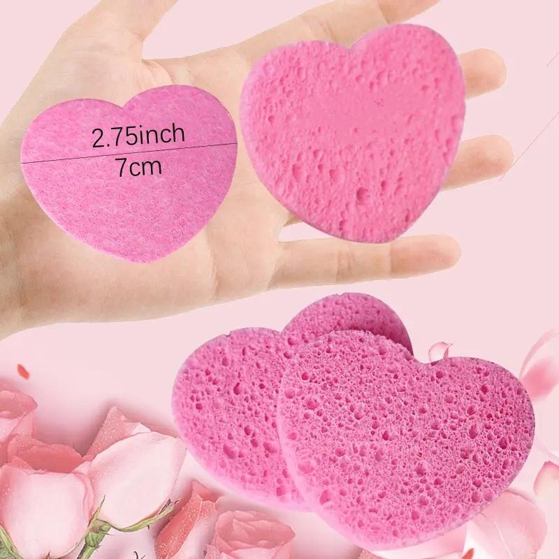 Comfort Heart Shaped Compressed Facial Cleansing Sponges, 20pcs set Natural Facial Cleansing Pads, Summer Reusable Facial Exfoliating Cleansing Tools, Cruel Summer, Skincare Products, Christmas Gift