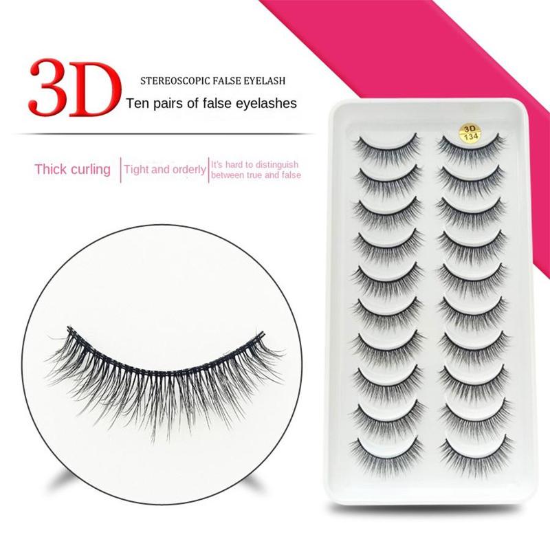 Natural False Eyelashes, 10 Pairs Handcrafted Faux Cluster Lashes, Volumized False Eyelashes for Women and Girls Eye Makeup Enhancement, Christmas Gift