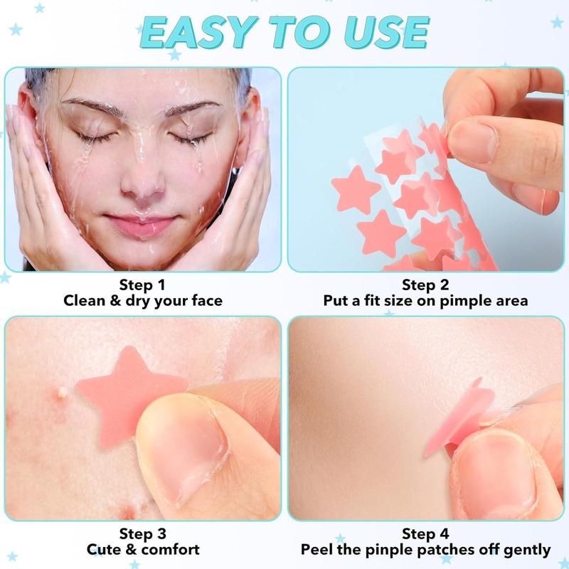 Star Shaped Acne Cover Patch, 1200pcs Hydrocolloid Acne Care Patch, Acne Clearing Products, Facial Care Product for Women & Men