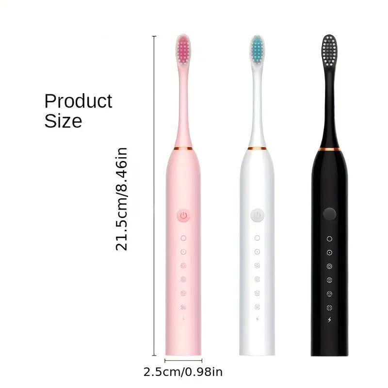 Electric Toothbrush Kit, 1 Box Rechargeable USB Toothbrush with 4 Soft Bristles Brush Heads, Oral Care Toothbrush for Home & Travel, Christmas Gift