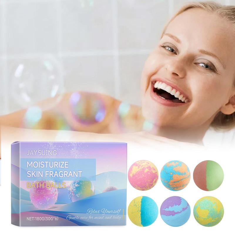 Moisturizing Bubble Bath Ball Gift Box, 6 Counts box Natural Plant Extract Fragrance Bubble Bath Ball, Body Care Set for Women