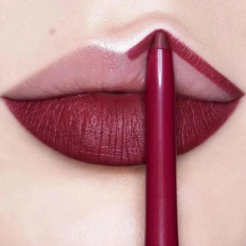 Waterproof Matte Lipliner Pencil Sexy Red Contour Tint Lipstick Lasting Non-Stick Cup Moisturising Lips Makeup Cosmetic 12Color Eyeliner Moisturizing Moisturizer Moisture Hydrate Moisturize