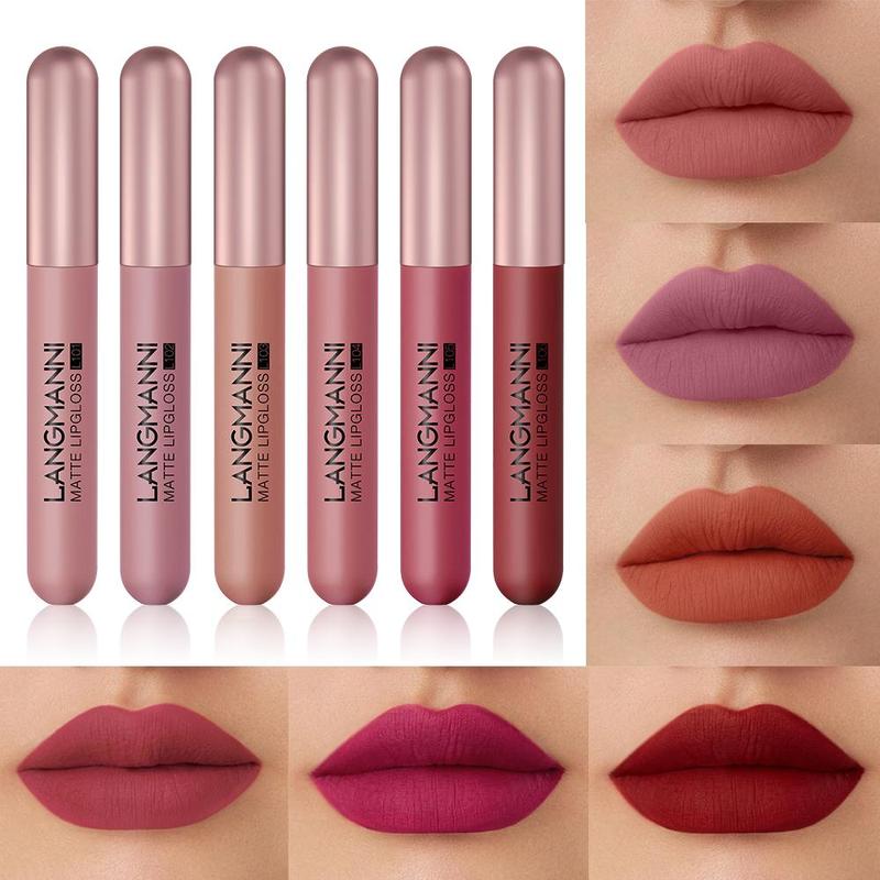 Long Lasting Moisturizing Matte Lipstick Set for Gifts, 6 Counts set Easy Coloring Lip Stick for All Occasions Lip Makeup, Girls and Women Makeup Accessories