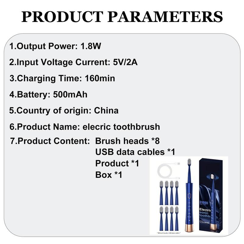 Christmas Electric Toothbrush, 1 Box Rechargeable Sonic Teeth Cleaning Toothbrush with 8 Counts Brush Heads, Portable Toothbrush for Adults, Electric Teeth Cleaner, Gift for Christmas, Fall, Winter Gift, Gift