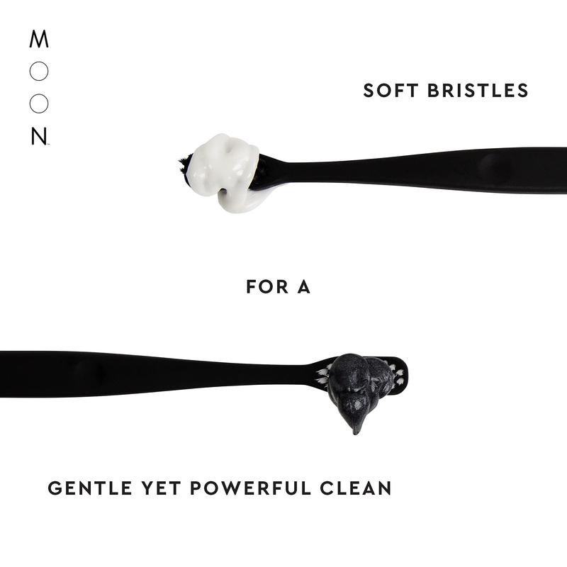 MOON Soft Bristle Toothbrushes, White and Black Sleek Design, Gentle Cleaning, Ideal for Daily Oral Care, Soft Bristles for Comfortable Use, (2 Pack) Lightweight