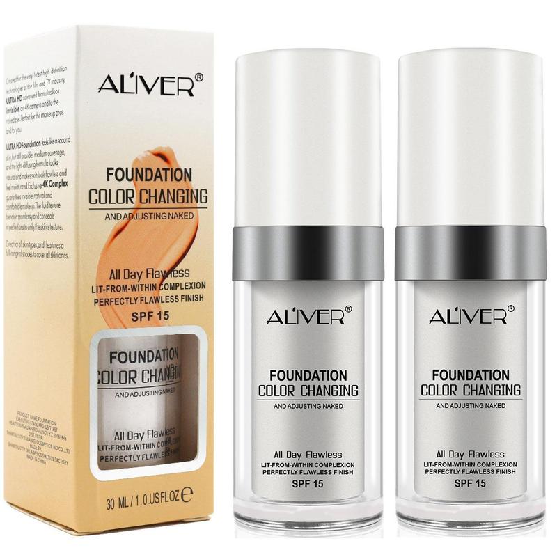 ALIVER Liquid foundation Sunscreen Full Coverage Natural Color Face Primer Base Makeup 2Pcs