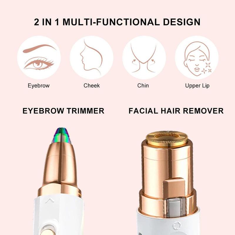 Electric Eyebrow Trimmer, Portable 2 in 1 Facial Hair Trimmer with LED Light, Rechargeable Eyebrow Shaver, Personal Care Appliances for Women