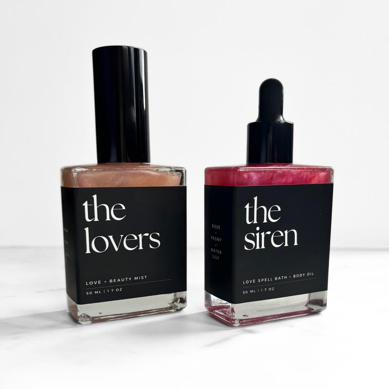 The Siren | Love Spell Ritual Bath + Body Oil | Shimmer Oil | Rose + Peony + Water Lily + Hibiscus