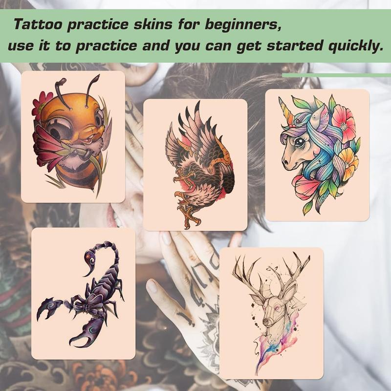 Tattoo Practice Skin with Transfer Paper - 20COUNT Tattoo Fake Skin and Stencil Paper Kit Includes 5COUNT Tattoo Practice Skin and 15COUNT Tattoo Transfer Paper for Beginners & Experienced Artists…