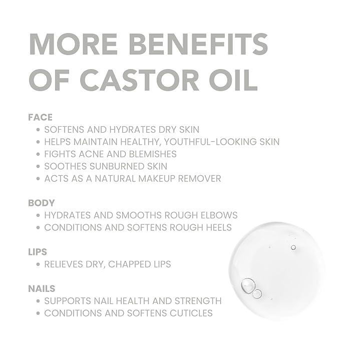 BodyJ4You Castor Oil for Eyelashes and Eyebrows - Hair Growth Oil Eyelash Brush Brow Serum Lash Oil - 100% Pure Castor Oil Organic Cold Pressed Unrefined Glass Bottle Hexane Free 4 Fl Oz