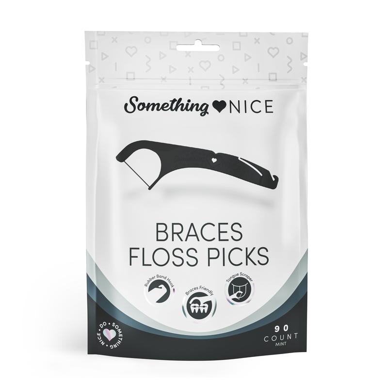 Braces Floss Picks by Thebentist, with Rubber Band Hook, Mint Flavored, Xylitol Protection Boost, and Tongue Scraper