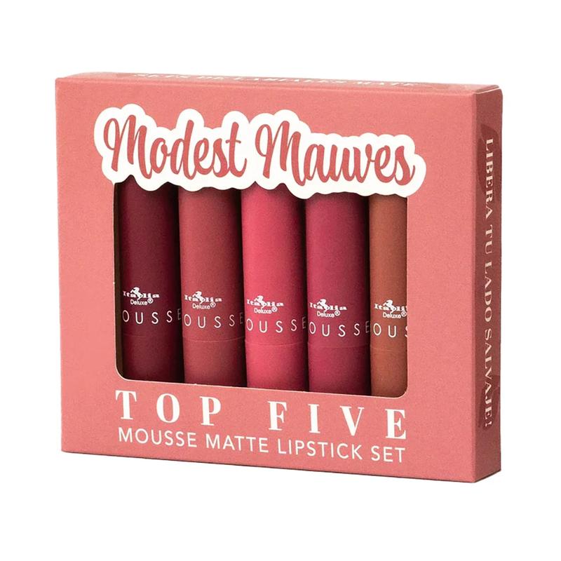 Italia Deluxe Top Five Mousse Matte Lipstick Set Hydrating Transparent