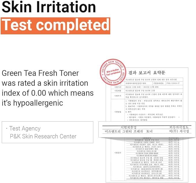 [Isntree] Green Tea Fresh Toner 200ml, Green tea extract from Jeju, Contains grind green tea, Moisture Toner, All Skin Type, Korean Skin Care