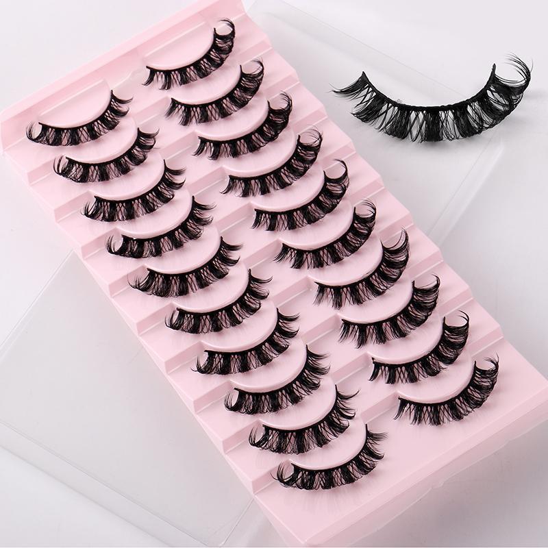 Fluffy False Eyelashes, 10 Pairs Natural Curling Full Volume Cluster Lashes for Lashes Extensions, Volumized False Eyelashes for Women Eye Makeup Enhancement, Christmas Gift