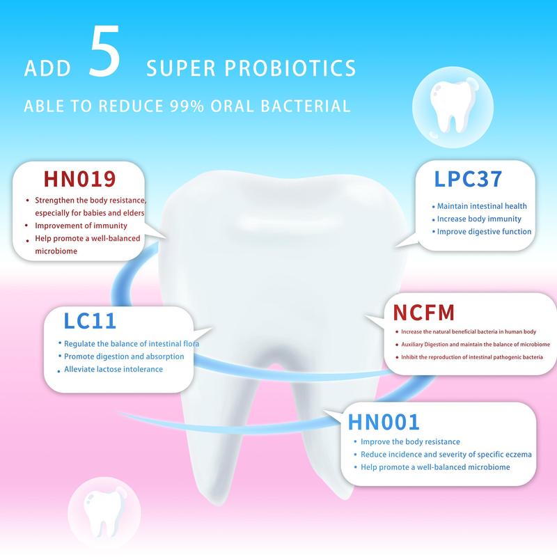 WE2C [SP-5 Probiotic Toothpaste] Whitens teeth, cleans the mouth, removes tooth stains, freshens breath, soft foam, jasmine whitening, mint freshness