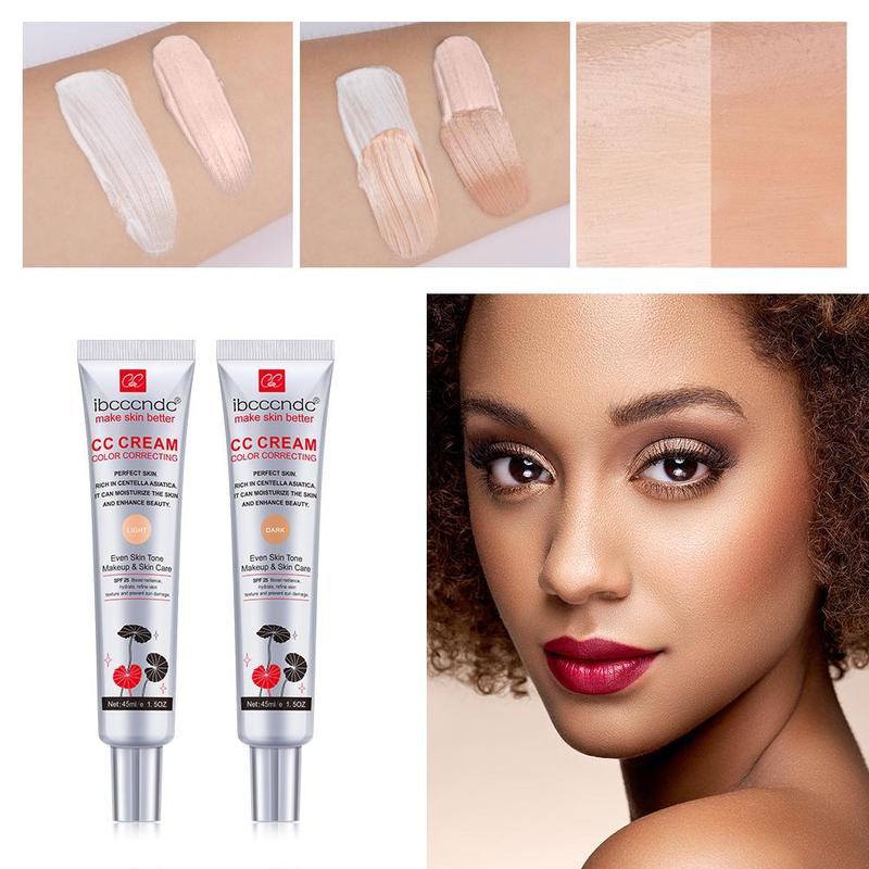 Moisturizing CC Cream, 2 Counts set Long Lasting Full Coverage Flawless Makeup Cream, Makeup Product For Women & Girls