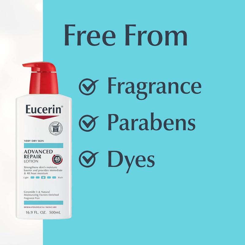 Eucerin Skin Care Set, Fragrance Free, Advanced Repair Body Lotion for Dry Skin, 16.9 Fl Oz Bottle + Advanced Cleansing Body and Face Cleanser, 16.9 Fl Oz Bottle, Holiday Gifts for Self Care No brand