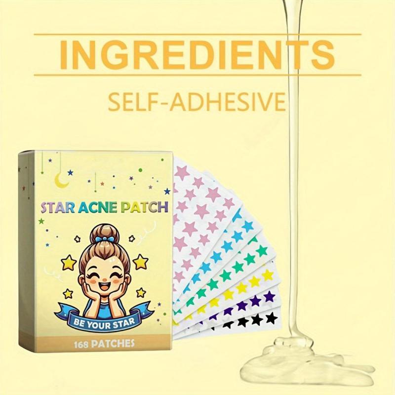 Colorful Star Shaped Acne Patch, 168pcs box Hydrocolloid Pimple Cover Patch, Invisible Acne Patches, Skin Care Products for Women & Men, Christmas Gift