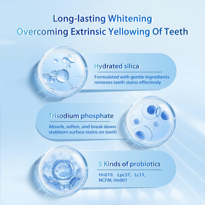 WE2C [SP-5 Probiotic Toothpaste] Whitens teeth, cleans the mouth, removes tooth stains, freshens breath, soft foam, jasmine whitening, mint freshness