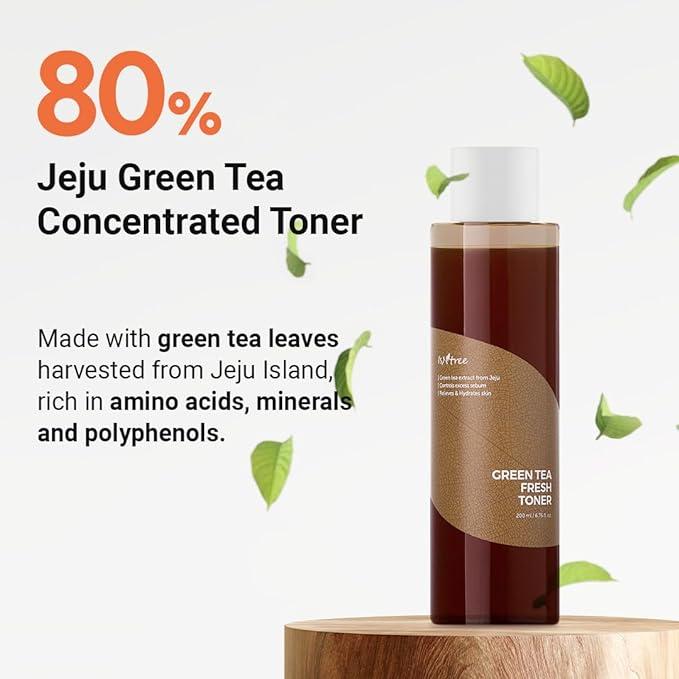 [Isntree] Green Tea Fresh Toner 200ml, Green tea extract from Jeju, Contains grind green tea, Moisture Toner, All Skin Type, Korean Skin Care