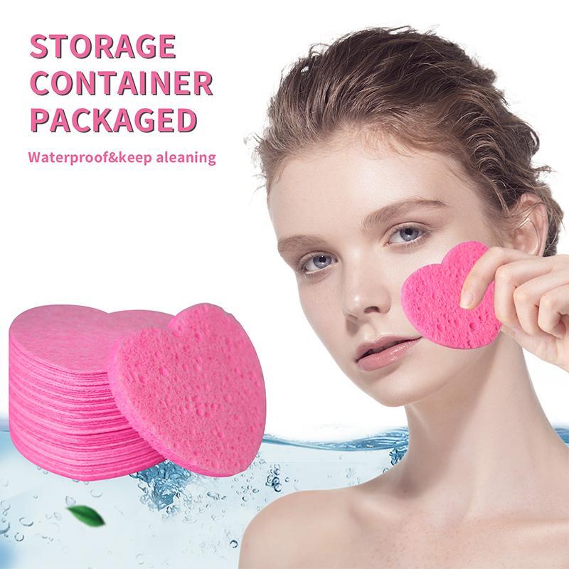 Comfort Heart Shaped Compressed Facial Cleansing Sponges, 20pcs set Natural Facial Cleansing Pads, Summer Reusable Facial Exfoliating Cleansing Tools, Cruel Summer, Skincare Products, Christmas Gift