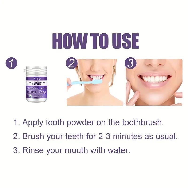 Purple Teeth Cleaning Powder, Teeth Polishing Teeth Deep Cleansing Powder,teeth whitening kit， teeth whitening powder，Fresh Breath And Basic Cleansing - Pearl Essence Mint Flavour Teeth Care Oral