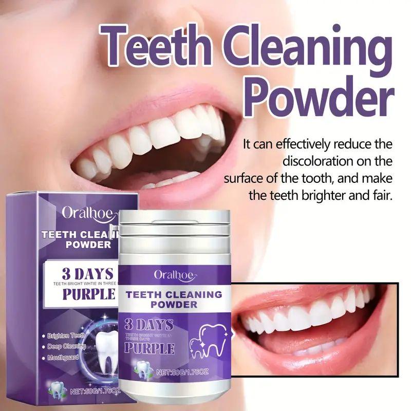 Purple Teeth Cleaning Powder, Teeth Polishing Teeth Deep Cleansing Powder,teeth whitening kit， teeth whitening powder，Fresh Breath And Basic Cleansing - Pearl Essence Mint Flavour Teeth Care Oral