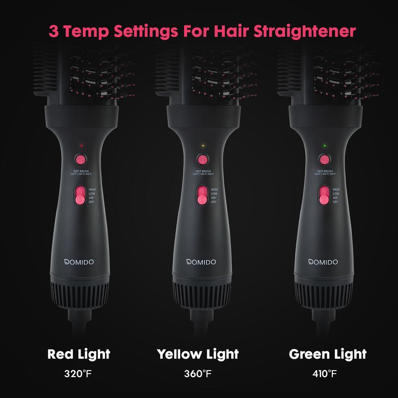 DOMIDO Apollo - 2 IN 1 High-Volume Blow Dryer Brush & Hair Straightener Comb for Smooth, Salon-Quality Hair