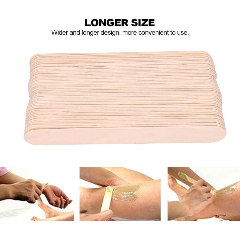 Wooden Wax Scraper Applicator, 100pcs set Body Hair Removal Craft Stick Applicator, Wax Applicator Scraper for Face Body Hair