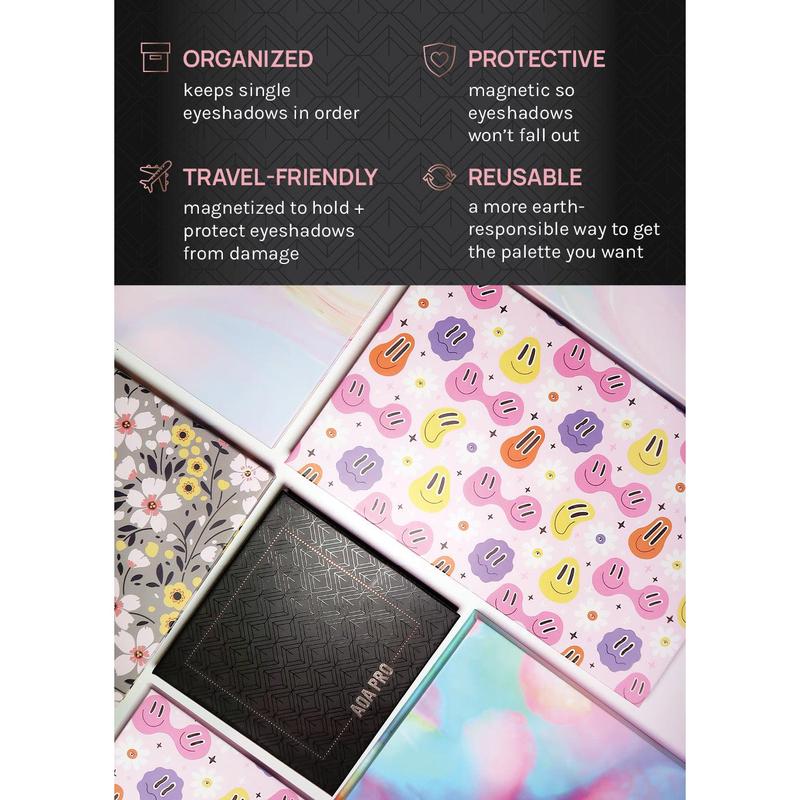 AOA Pro Magnetic Eyeshadow Palette - Grey Floral Large