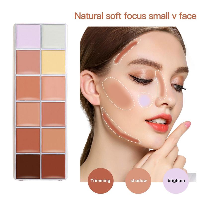 12 Color Correcting Concealer Palette with Brush, Waterproof Concealer Cream, Contouring Makeup Palette