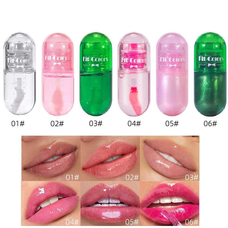 Long Lasting Lip Gloss, 1 Box Moisturizing Lip Glaze, Temperature-changing Fruit Capsule Glossy Glaze Lipstick, Plumping Lip Oil Lip Stick for Girls & Women