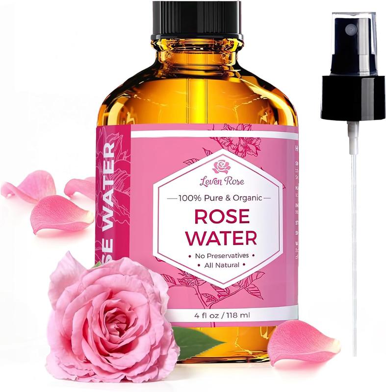 Leven Rose Moroccan Rosewater 4 oz - Organic Calming Toner for Skincare Cleanser Daily Fragrance Scent Fragrance Scent