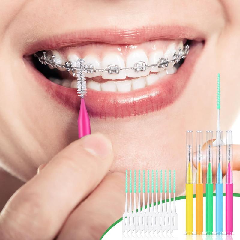 250 count Interdental Brush for Braces Disposable Braces Flossers  Picks Floss Toothpick   Flossing   Hygiene Flosser Toothpick Soft Cleaning Tool (Cute Color)