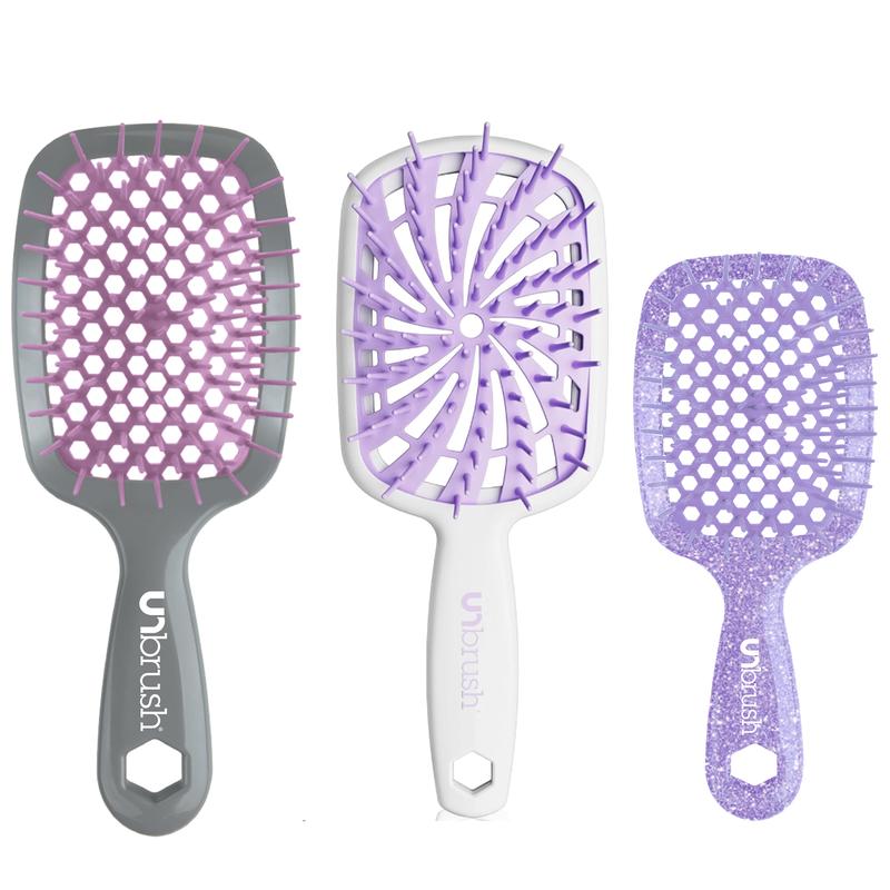 UNbrush Classic Detangling Hair Brush, UNbrush Plus Detangling Brush & UNbrush Mini Detangling Hair Brush Set (3 Brushes Collection)