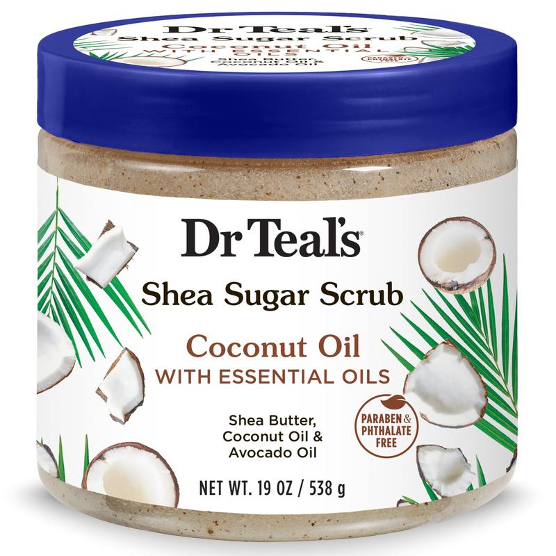 Dr Teal's Shea Sugar Body Scrub, Coconut Oil with Essential Oils, 19 oz