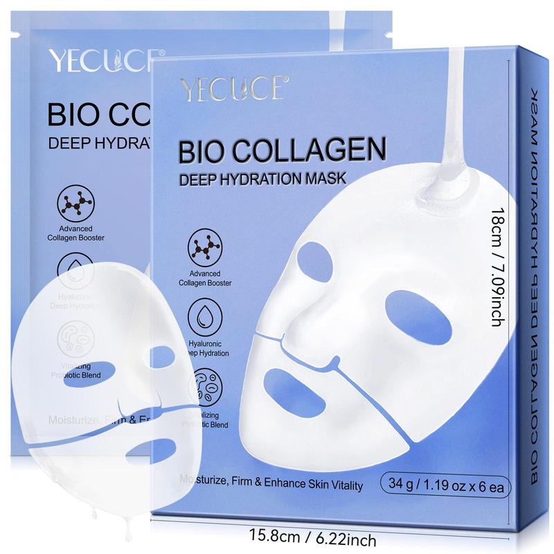 Bio Collagen Deep Hydration Mask, 6 12 18 24pcs Deep Moisturizing Facial Mask, Beauty & Personal Skincare Product, Collagen Face Skin Care Mask, Christmas, Christmas Gift