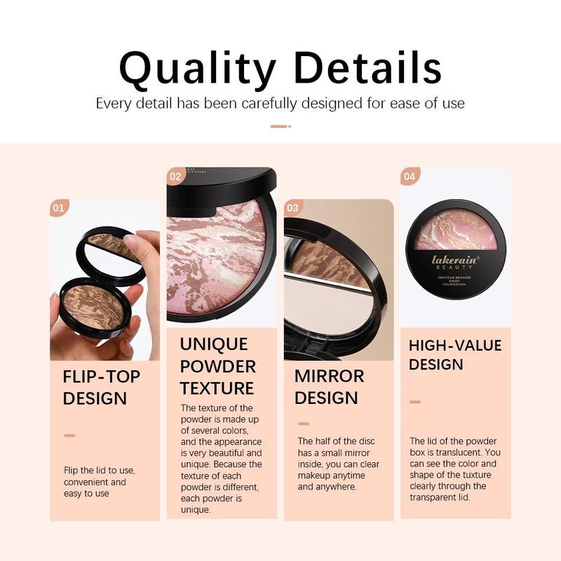 Baked Foundation Powder, Oil Control Makeup Foundation, Baked Contour Powder,  Makeup Product for Women & Girls, Back To School, Facial Makeup