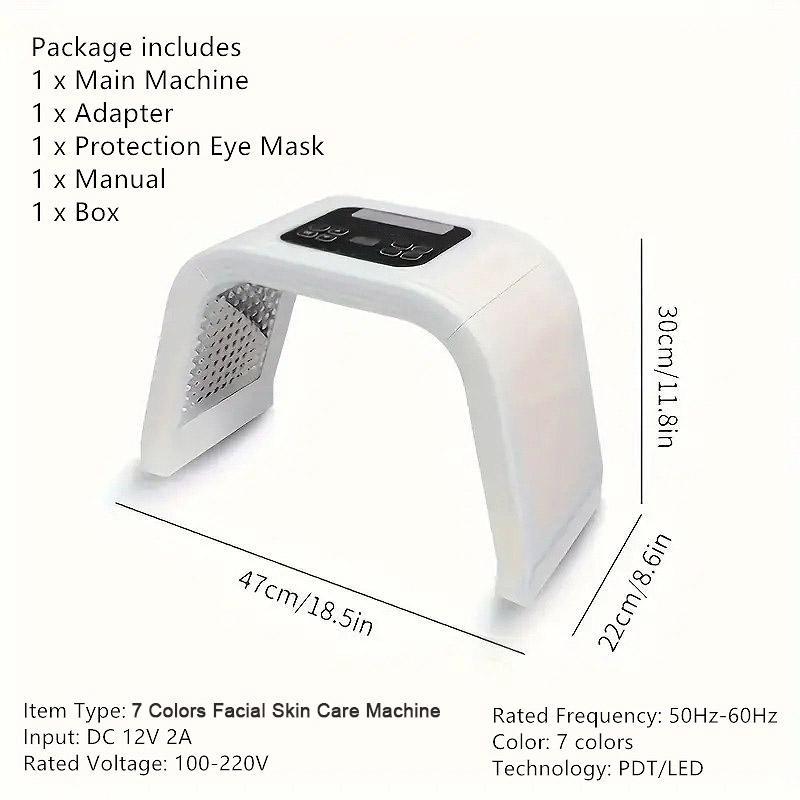 Foldable LED Facial Spa Machine, Professional 7 Colors LED Facial Mask, Multifunctional Beauty Instrument for Face Body Neck, Christmas Gift