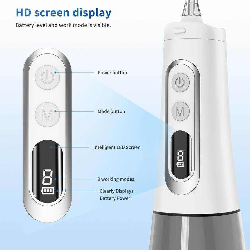 Water Flosser Cordless Dental Oral Irrigator with 9 Modes, 4 Replaceable Jet Tips